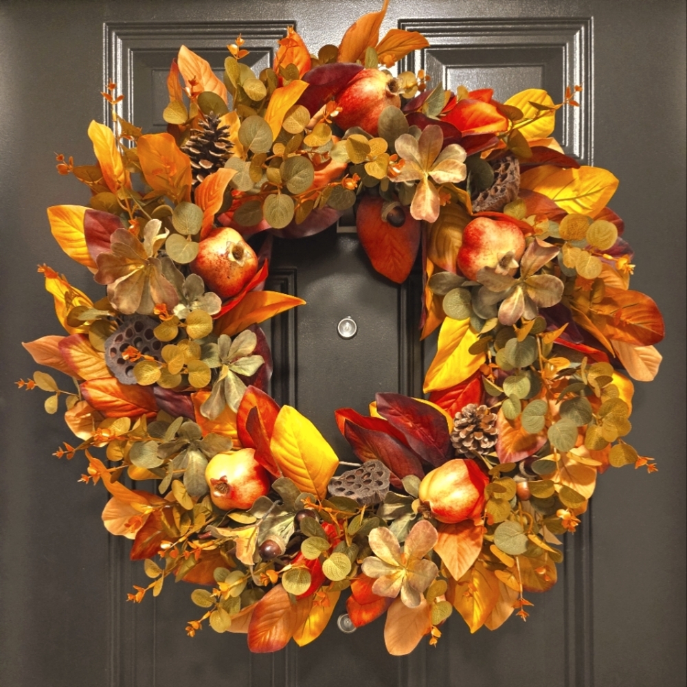 Large Colonial Autumn Harvest Wreath